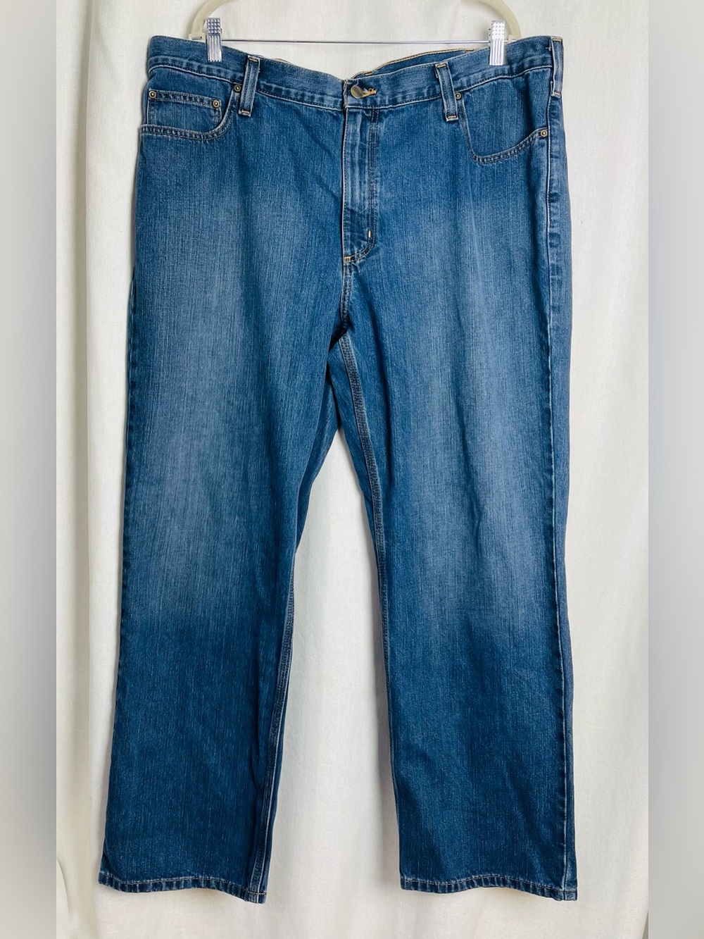 Carhartt 101483-968 Jeans Mens 40x30 Blue Denim Relaxed Fit Work Pants Logo